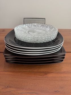 12-Piece Dinnerware & Glass Plate Set – Modern & Vintage
