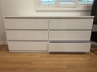 White 6-Drawer Dresser - 60.5"W x 27.5"H x 17"D