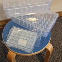 2 Sewing Thread Spool Organizer Boxes and 1 Bobbin Box