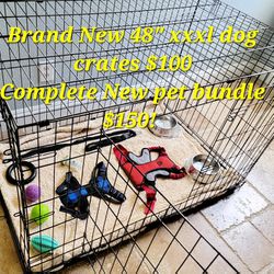 New 48"x30"x33 2 Door xxxl Crate $100/ New Pet Package $150 Cage Harness Bed Bowls Leash Toys  & More