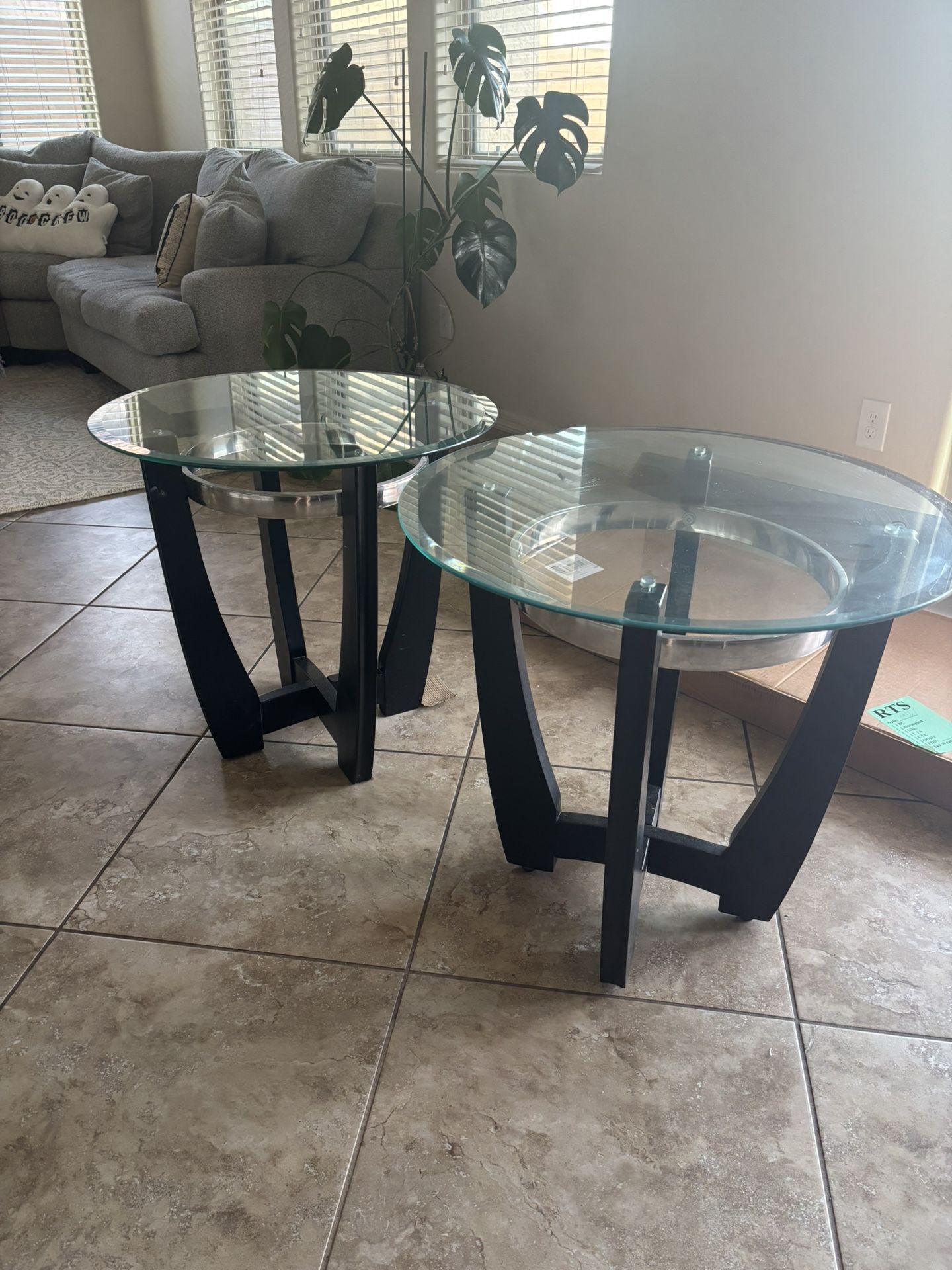 Glass Top End Tables (2)