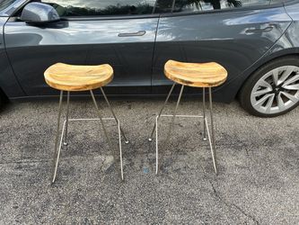 Bar Stool Set (Wood Seat and Metal Frame)