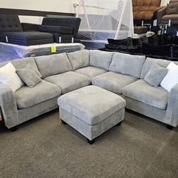 Brand New Sectional Corduroy Fabric 99 x 99 Ottoman Included $579