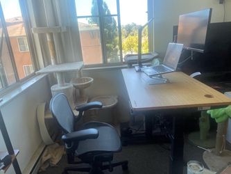 Standing Desk with Bamboo Laminate Top and Black Frame