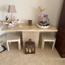 Travertine Marble Coffee Table Set – Matching 5 Piece Set (High-End)