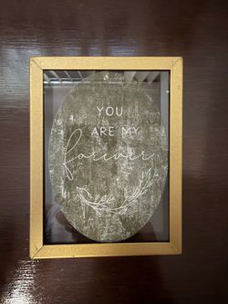 Gold frame with “you are my forever” wedding decor