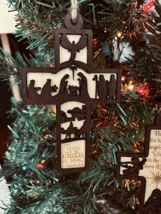 Wooden Christmas Cross Ornaments