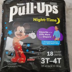 Huggies Pull-Ups Boys' Night-Time Potty Training Pants 3T-4T (18 COUNT) FOR $8