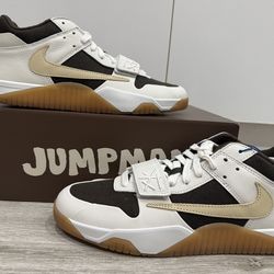 Men's Travis Scott x Jordan Jumpman Jack TR Sail FZ8117-100 Sail Muslin Dark Mocha Size 12 Shoes NEW w/ Box