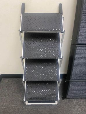 Dog Ramp for Car with Portable Aluminum Fram for Large Dogs, Foldable Dog Stairs with Nonslip Surface for High Beds,Trucks, SUV and Couch, Support up