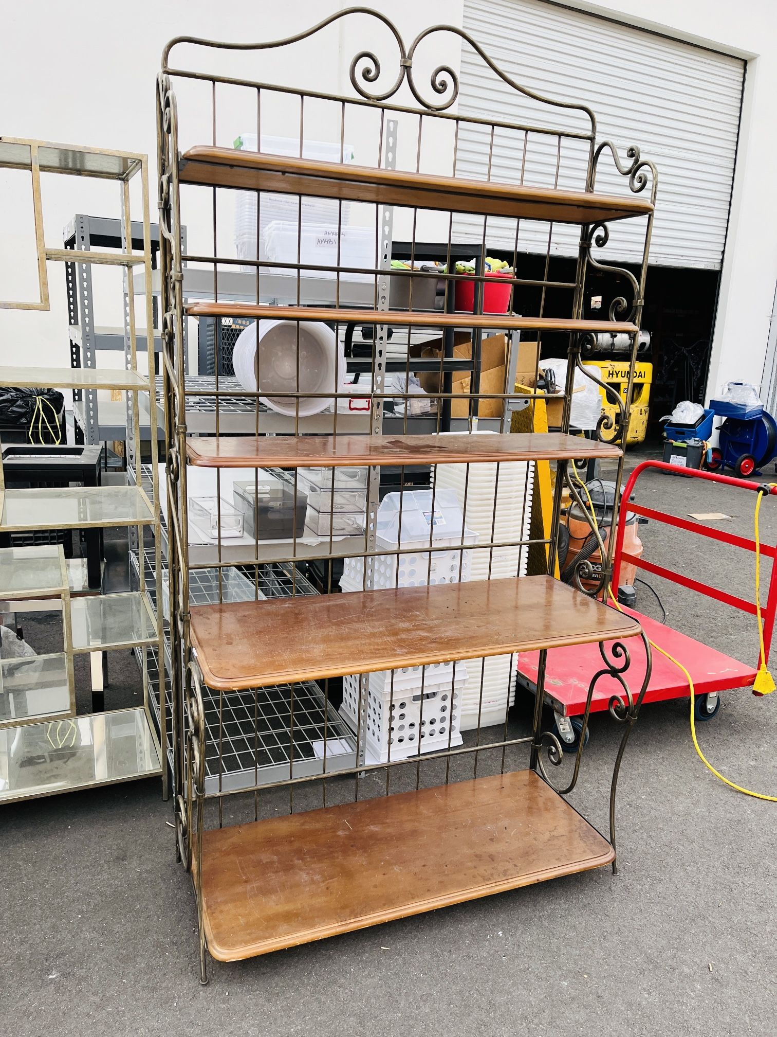 Bakers Rack Shelf Wood Metal