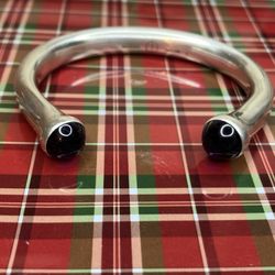 Sterling Silver 925  Grannis in Vermont with Amethyst ends Bracelet Bangle