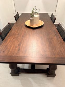 Dark Wood Trestle Dining Table Restoration Hardwarw