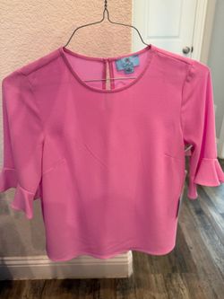 CeCe Hot Pink Ruffle Sleeve Blouse size XS New