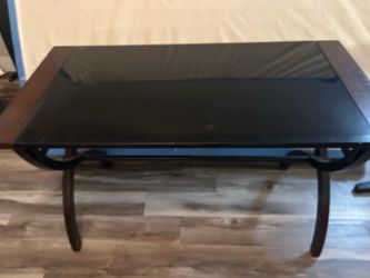 Glass Desk with wood