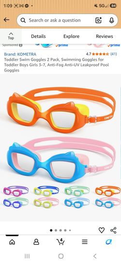 KOMETRA Cat Ear Toddler Swim Goggles 2 Pack