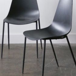 Set Of 2 Indoor/Outdoor Modern Matte Black Dining Chairs With The Indoor/Outdoor, Ergonomically Designed For All Modern Furniture 