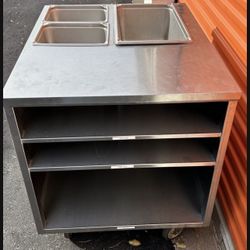 commercial stainless steel restaurant serving cart  w/ caster worktop kitchen island L37”*D30”*H34”(address In Description)
