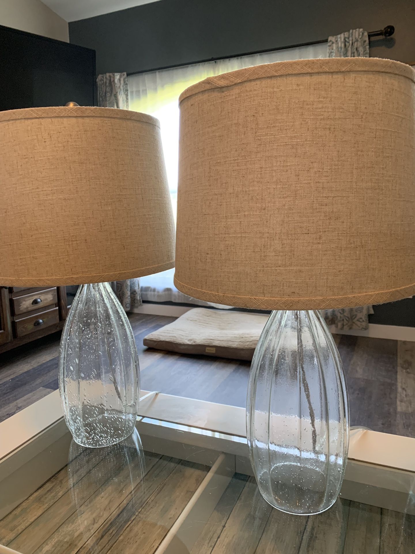 Glass lamps with shades