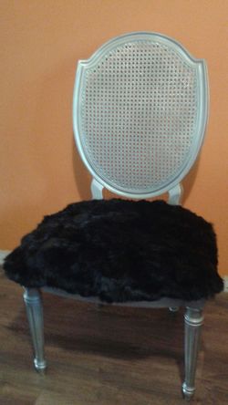 Real black fur cushion chair