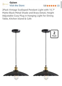 OYISEN 2 PK vintage scalloped pendant lights