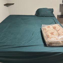 King bed, mattress topper, bed frame and comforter set