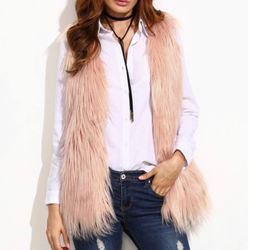 NWOT Pink Fake Fur Vest