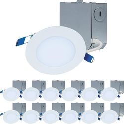 HALO HLBE 4" LED Canless Recessed Downlights 12-Pack 3000K Dimmable White