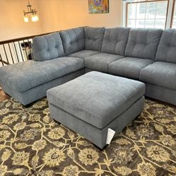 AP🎉 Denim Color, 2-Piece Sleeper Sectional with Chaise// Fast Delivery & Financing 