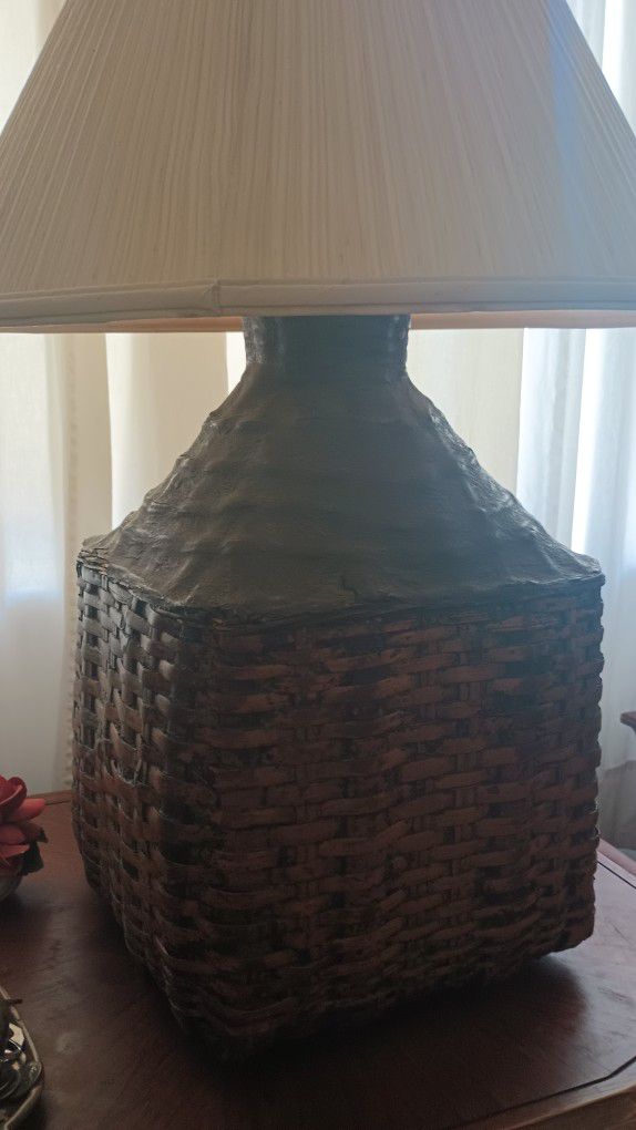 Antique Chinese Wicker Basket Lamp.Pair Of 2 
