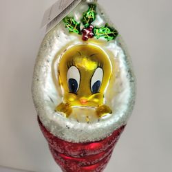 1997 Christopher Radko Tweety Bird Christmas Ornament Glass Looney Tunes 2830