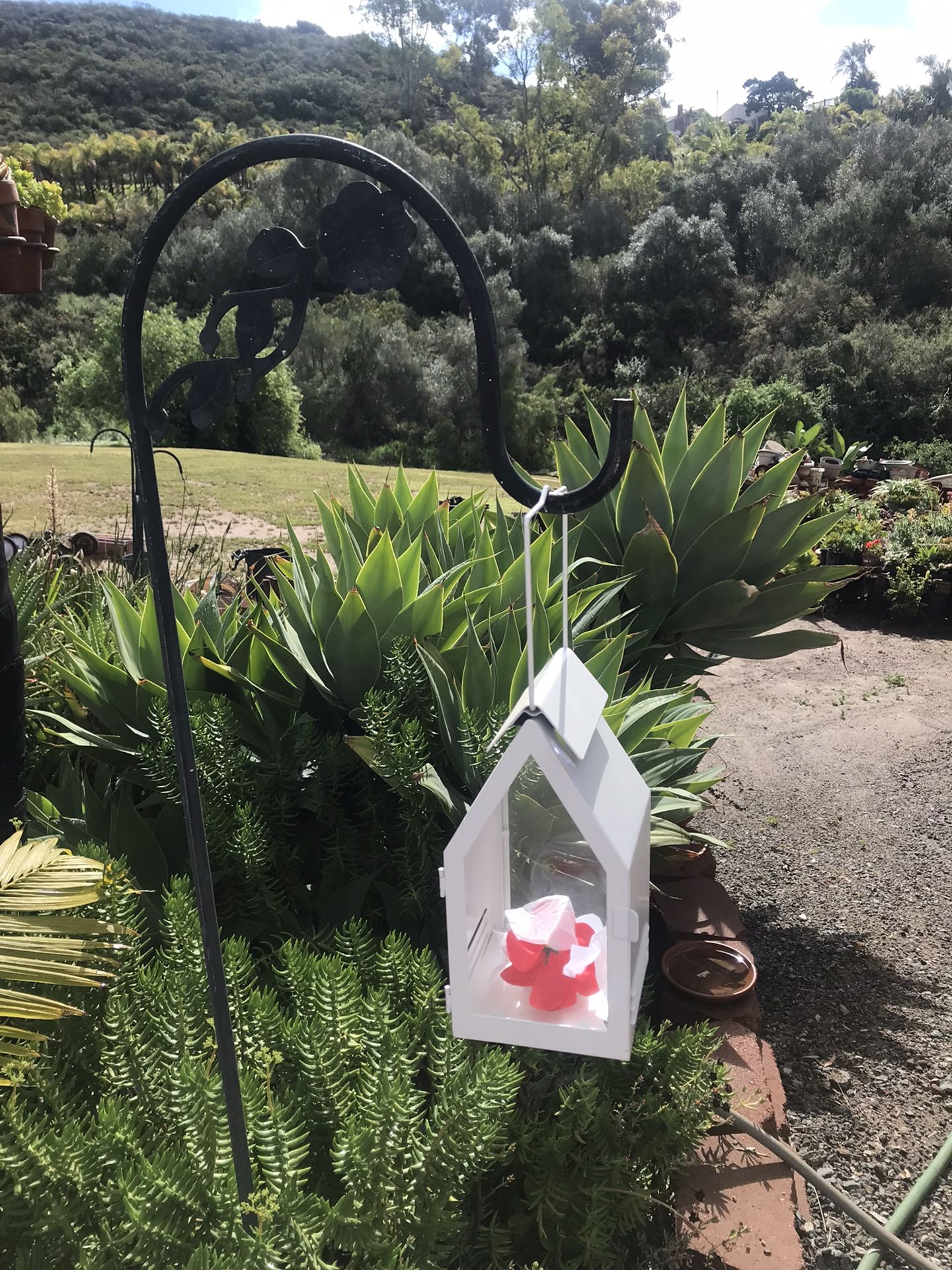 8 White Metal Solar hanging Candle holders