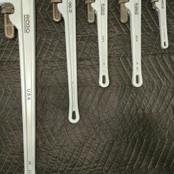 5 Ridgid Aluminum Pipe Wrenchs 36,24,2=18",10" $225 For All 5