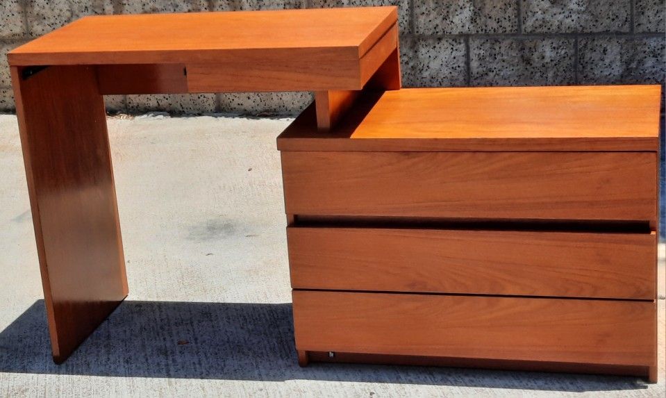 unique Mid Century Modern TEAK DESK DRESSER VANITY in architectural style design AND OTHERS 