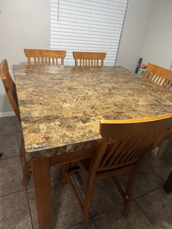 Marble Dining Table Set with 6 Chairs