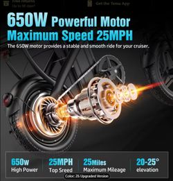 Z6 electric bike with rear seat, 25 mph, 25-mile range