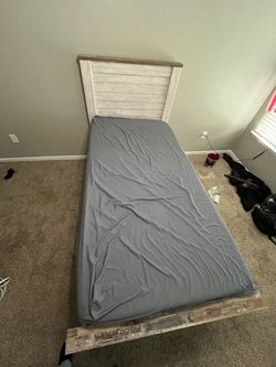 Twin bed frame and mattress