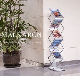 Foldable Magazine Rack Brochure Display Stand Holder Catalog Literature Display Rack with Portable Oxford Carrying Bag for Office Trade Show Exhibitio