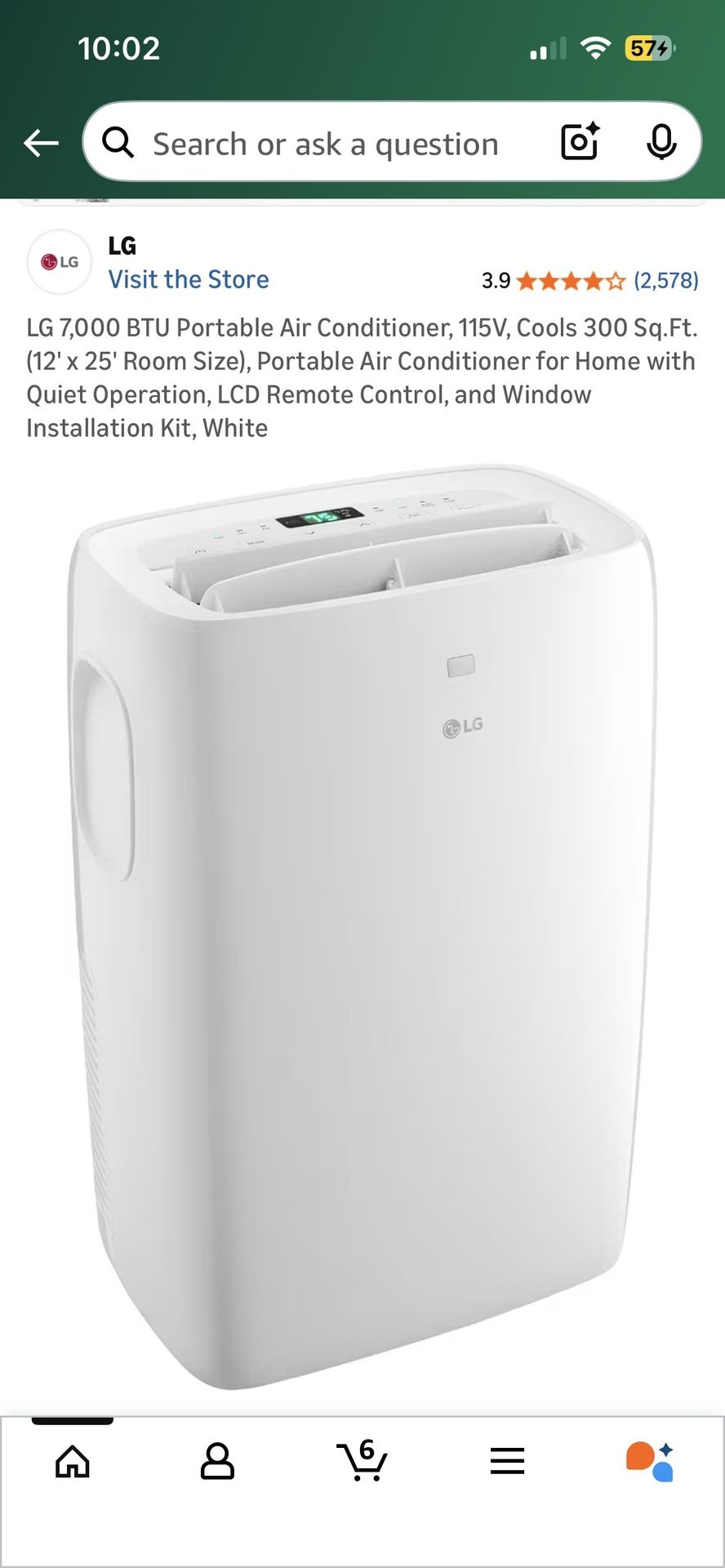 7000 BTU LG Portable Air Conditioner