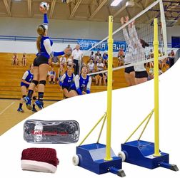 Volleyball Net with Poles,2026-New Heavy Duty Volleyballs Poles for Backyard,w/Metal Stakes & Windproof Rope,5'11"-6'11"Height Adjustable,Mobile Volle