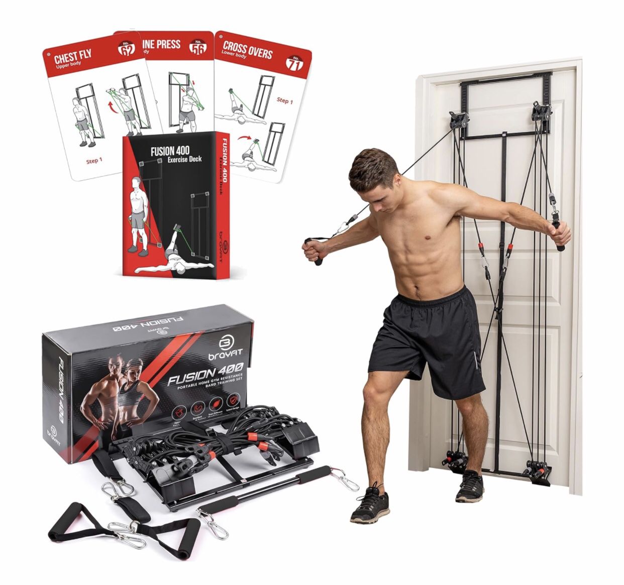 NEW! Brayfit Fusion 400 Home Gym Equipment, Full Body Workout DOOR Gym