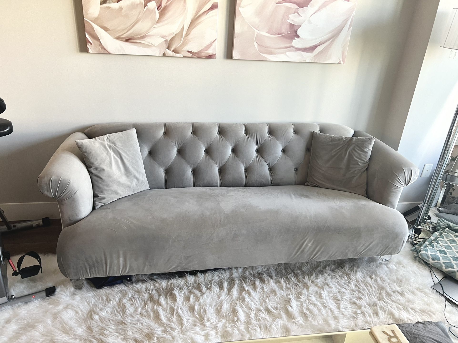 Gray Velvet Sofa 