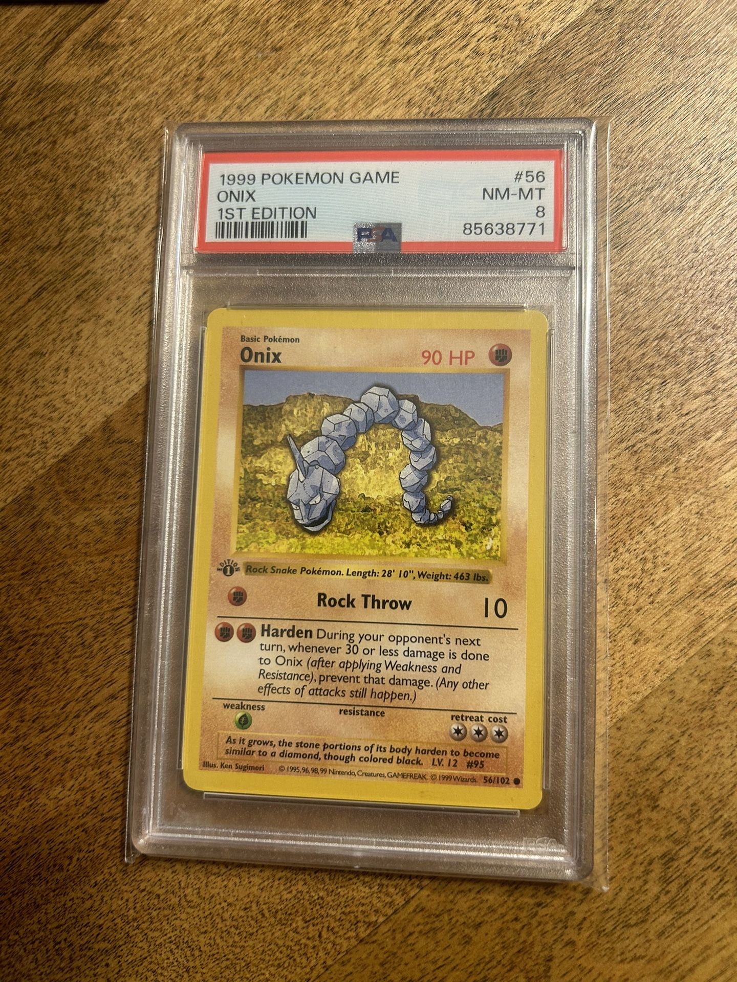 Pokémon Card Onix Base Set 1st Edition PSA 8