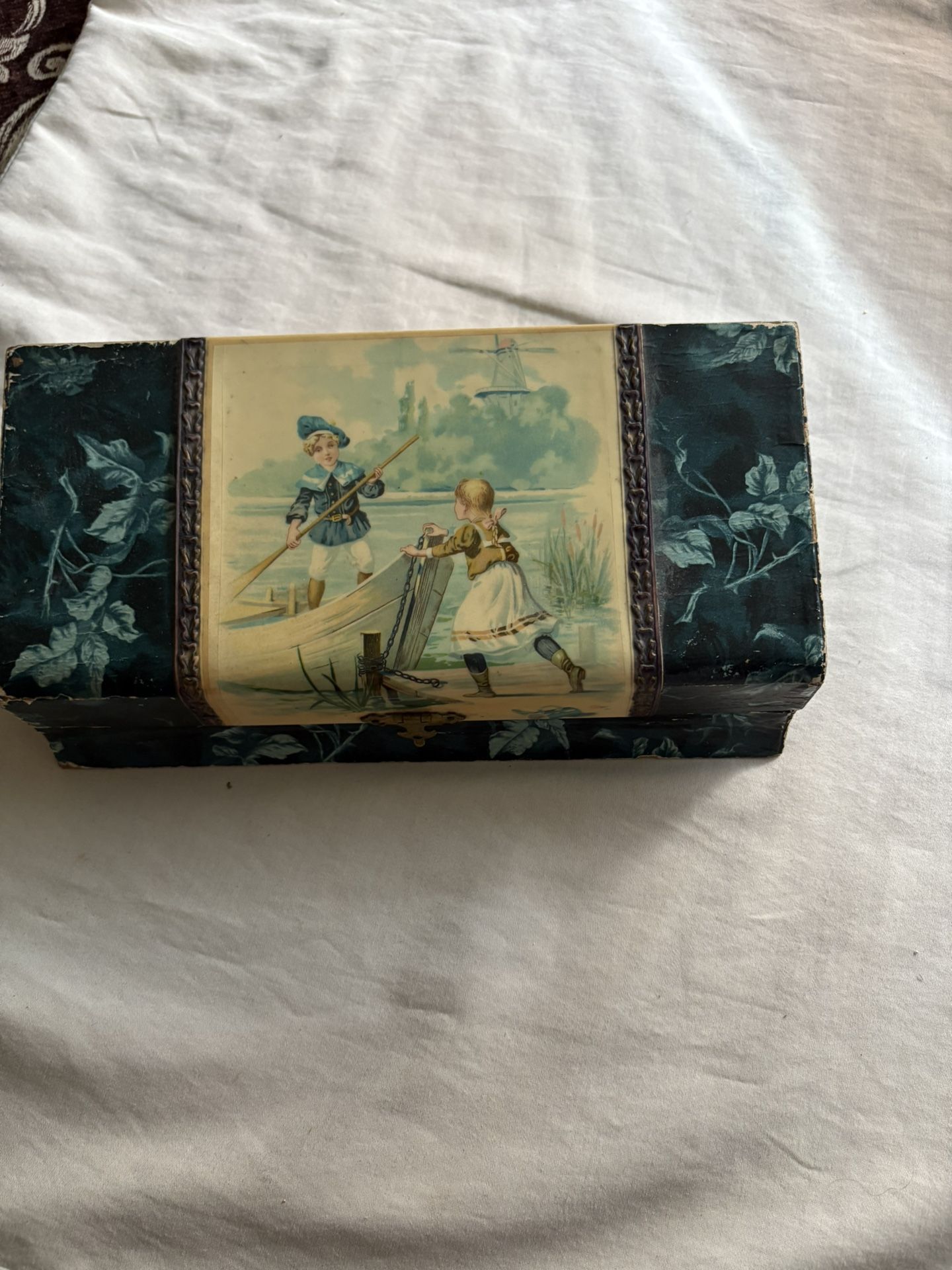 Antique Box For Brush And Mirror