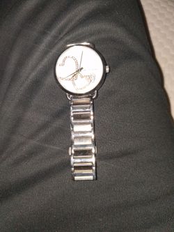 Silver-Tone Women's Watch with Heart Dial