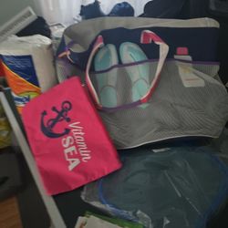 Large Beach Bag With Atta Hed Bag