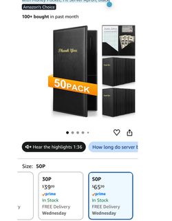 50 Pcs Server Books, Check Presenters for Restaurants (n3)