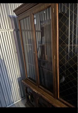 Dark Wood Glass Door Display Cabinet