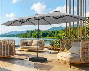 15ft Large Outdoor Patio Umbrella with Base Included, Light Grey
Big Rectangle/Rectangular Market Table Umbrellas w/Stand, Double-Sised Giant Triple H