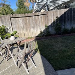 3-Piece Wood Folding Patio Bistro Set Outdoor Bistro Set Table and Chairs Set with 2 Chairs and Square Table for Pool Beach Backyard Balcony 